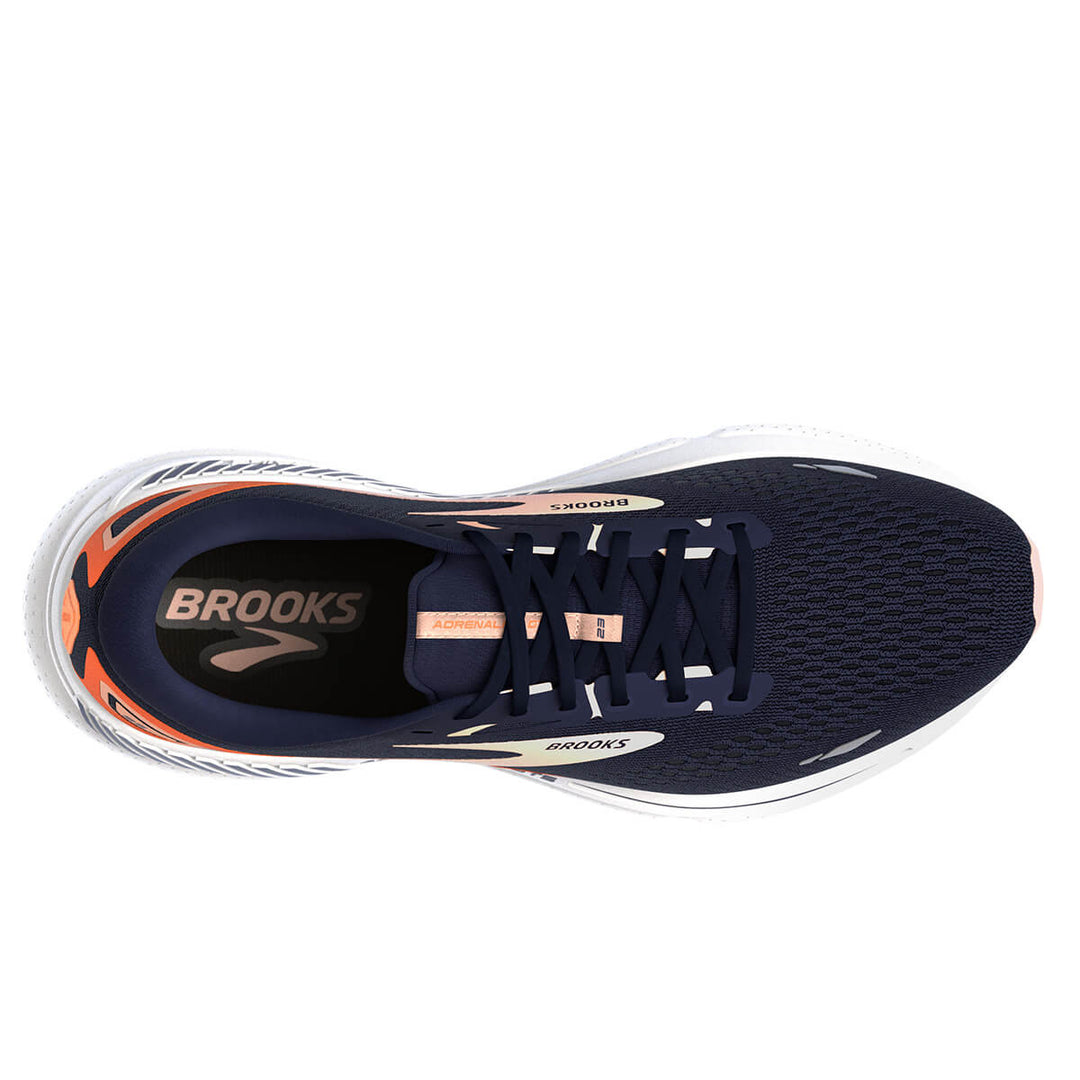 Brooks Adrenaline GTS 23 Womens Running Shoes | Peacoat/tangerine | top view