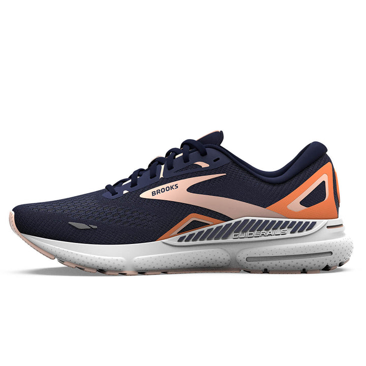 Brooks Adrenaline GTS 23 Womens Running Shoes | Peacoat/tangerine | medial view