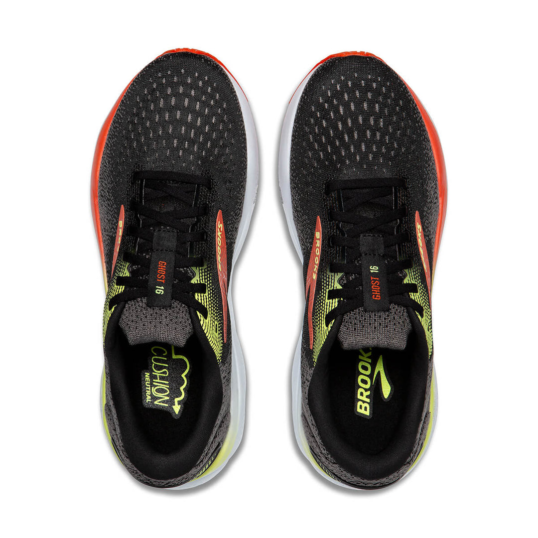 Brooks Ghost 16 Mens | Black/mandarin Red/green