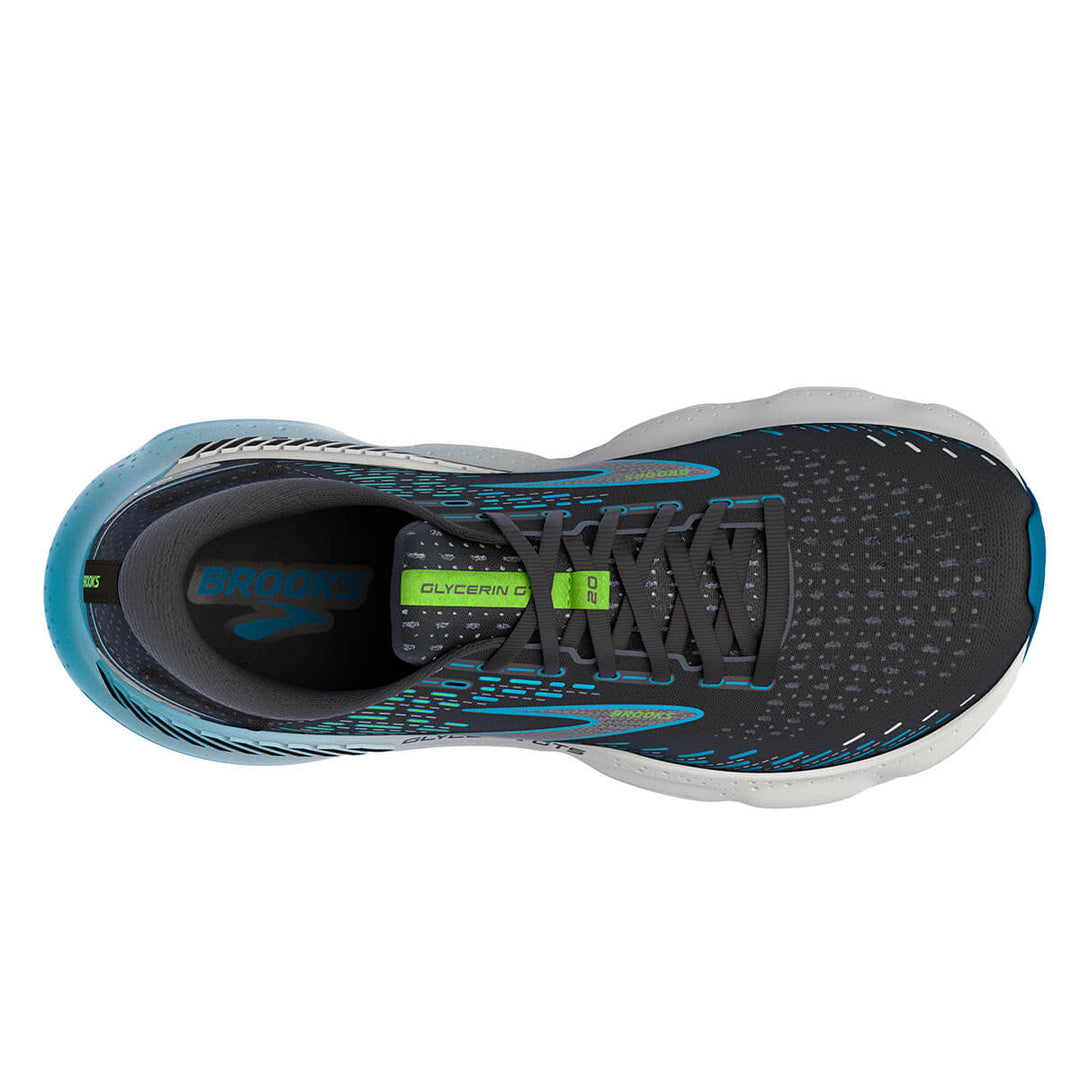 Brooks Glycerin GTS 20 Mens running shoes | Black/hawaiian Ocean | top