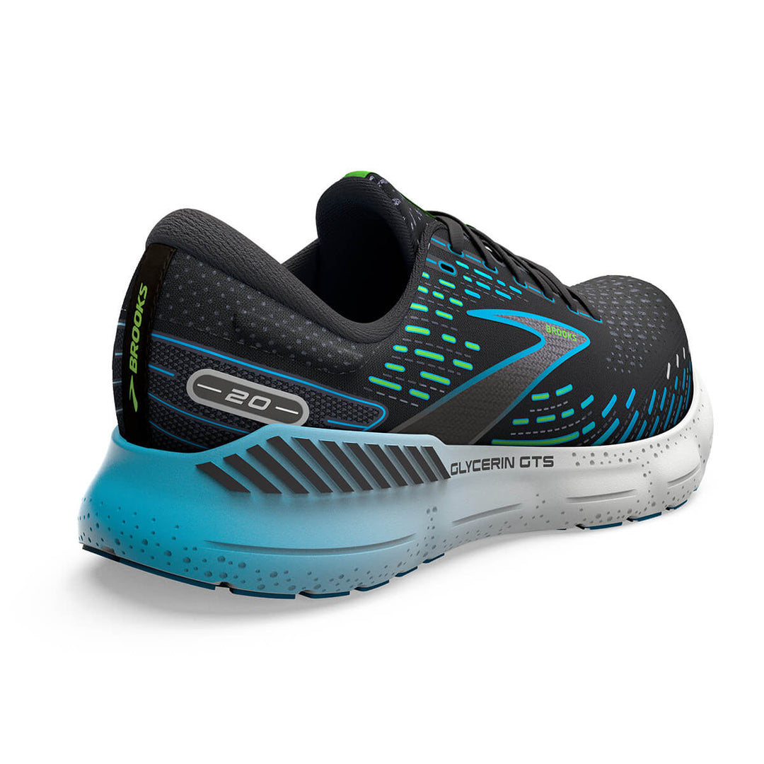 Brooks Glycerin GTS 20 Mens running shoes | Black/hawaiian Ocean | back