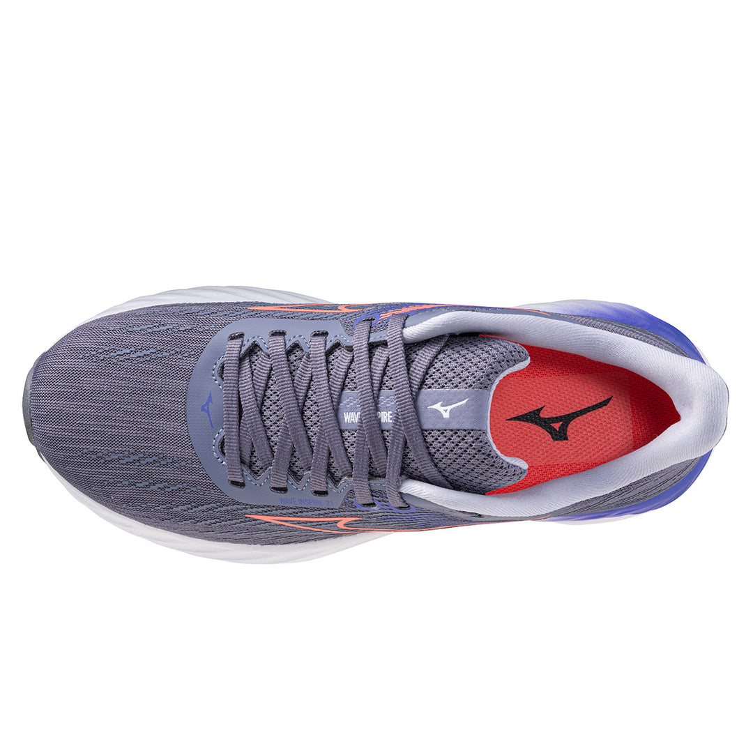 Mizuno Wave Inspire 21 Womens | Blue Granite/Striking Coral/Iris Bloom