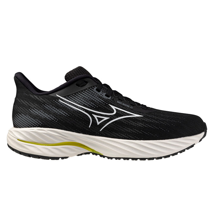 Mizuno Wave Inspire 21 Womens | Black/White/Vibrant Yellow
