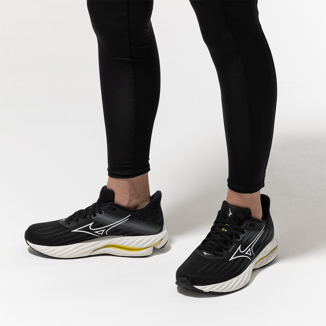 Mizuno Wave Inspire 21 Womens | Black/White/Vibrant Yellow
