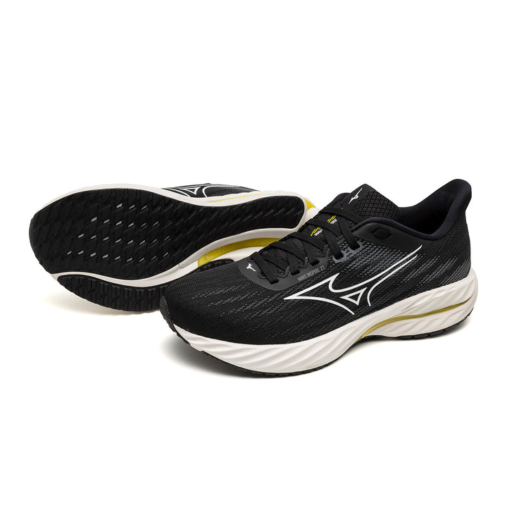 Mizuno Wave Inspire 21 Womens | Black/White/Vibrant Yellow