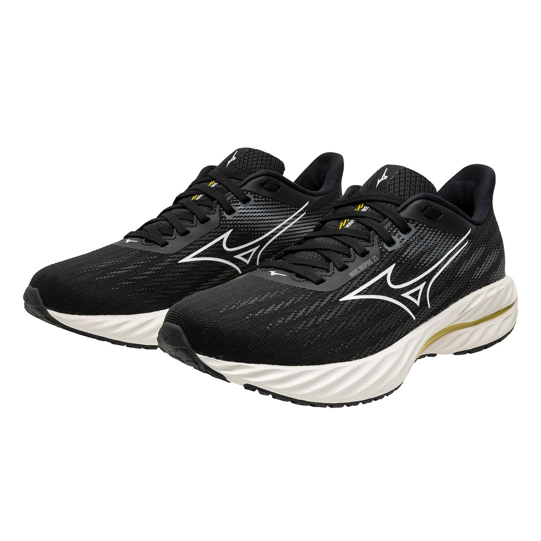 Mizuno Wave Inspire 21 Womens | Black/White/Vibrant Yellow