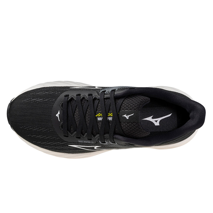 Mizuno Wave Inspire 21 Womens | Black/White/Vibrant Yellow