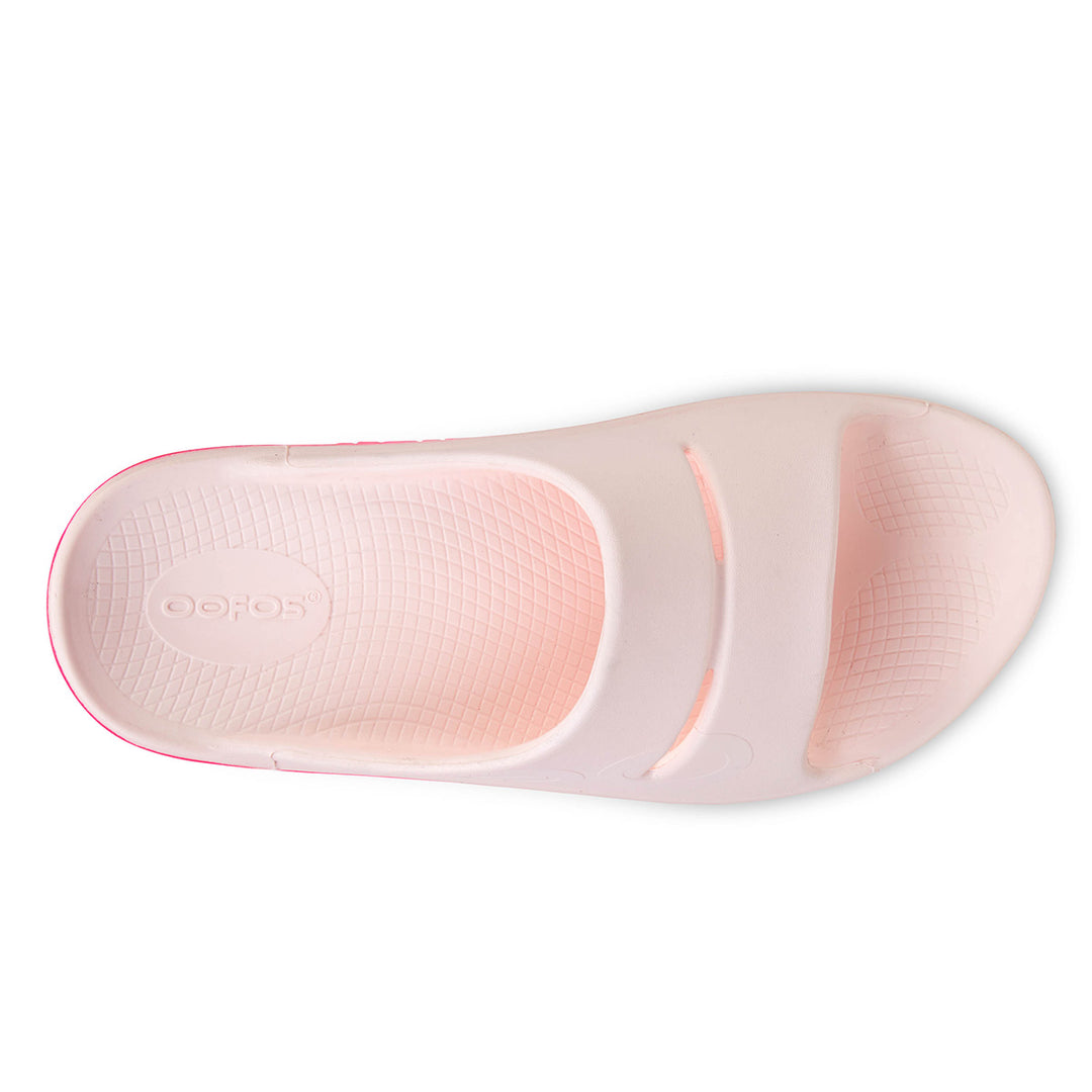 Oofos Ooahh Sport Slide Womens sport sandals | Blush Fade top view