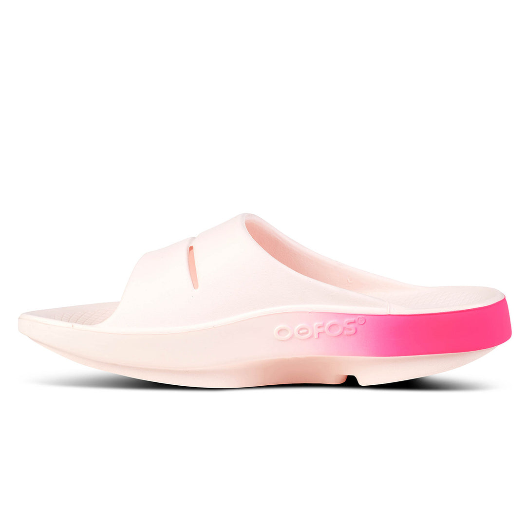 Oofos Ooahh Sport Slide Womens sport sandals | Blush Fade side