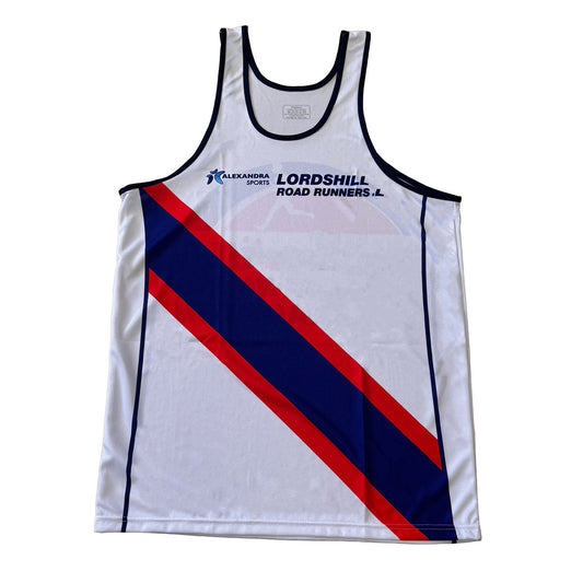 Lordshill Road Runners Club Kit Vest Mens | White/Red/Blue