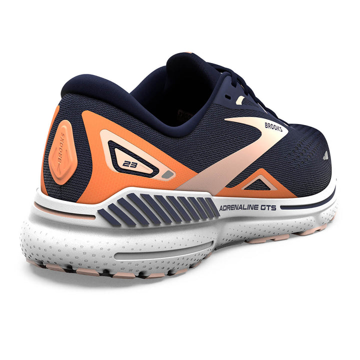 Brooks Adrenaline GTS 23 Womens Running Shoes | Peacoat/tangerine | back view