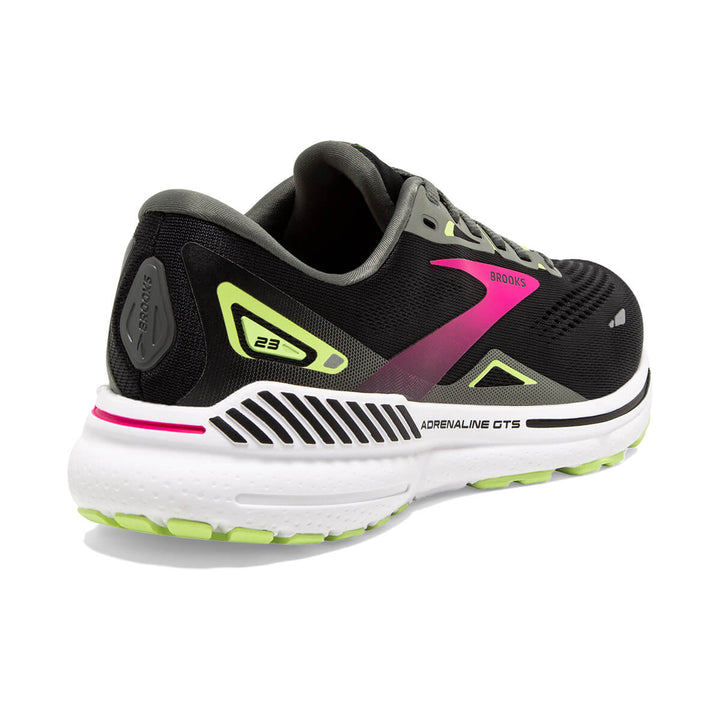 Brooks Adrenaline GTS 23 Womens Running Shoes | Black/gunmetal | back view