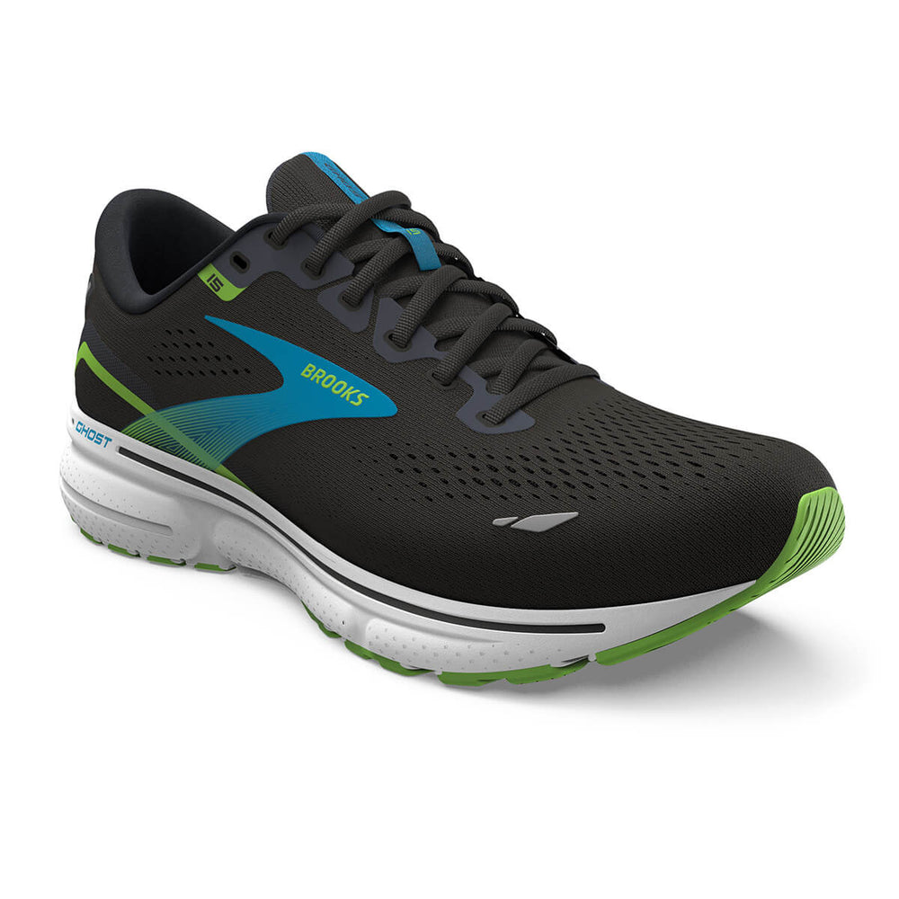 Brooks Ghost 15 Mens Running Shoes | Black/hawaiian | front