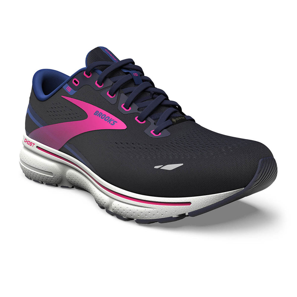 Brooks Ghost 15 GTX Womens Running Shoes | Peacoat/blue/pink |front