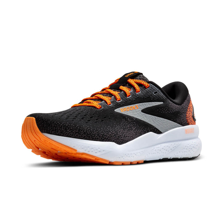Brooks Ghost 16 Womens Running Shoes | Black/orange/white front