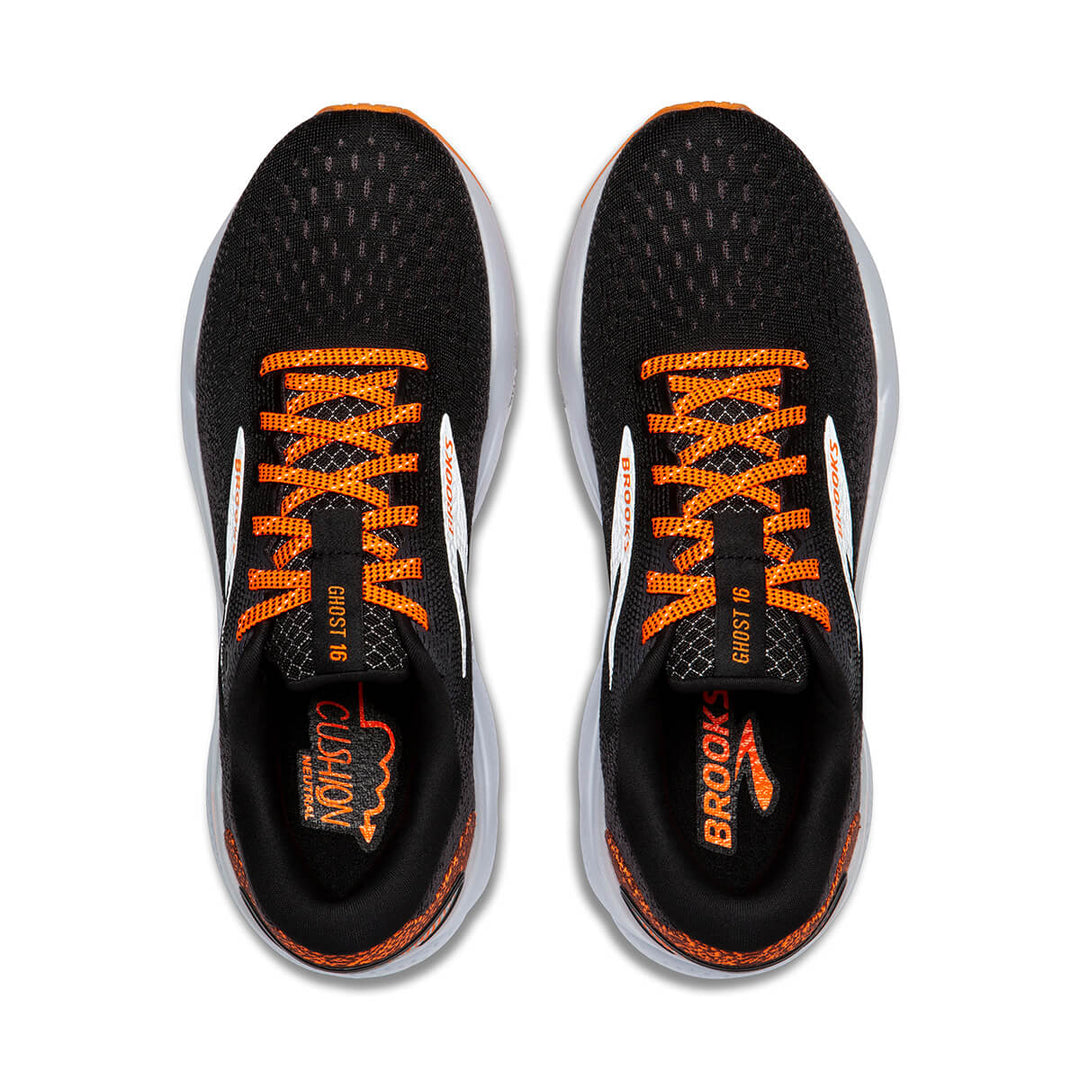 Brooks Ghost 16 Womens Running Shoes | Black/orange/white top