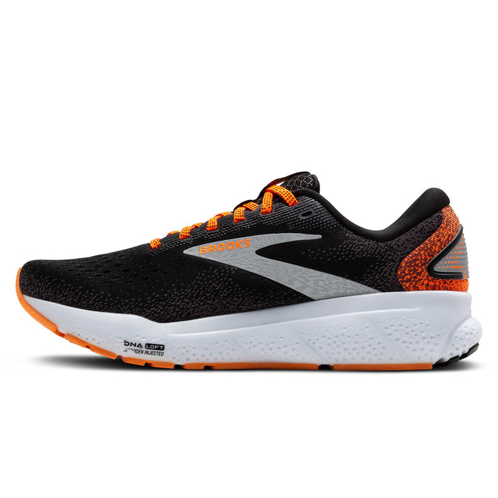 Brooks Ghost 16 Womens Running Shoes | Black/orange/white side