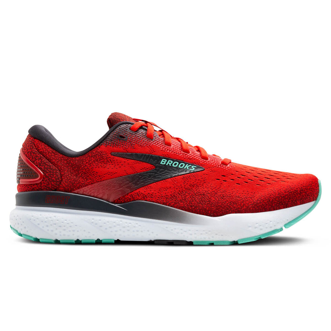 Brooks Ghost 16 Mens Running Shoes | Fiery Red/ebony/cockatoo