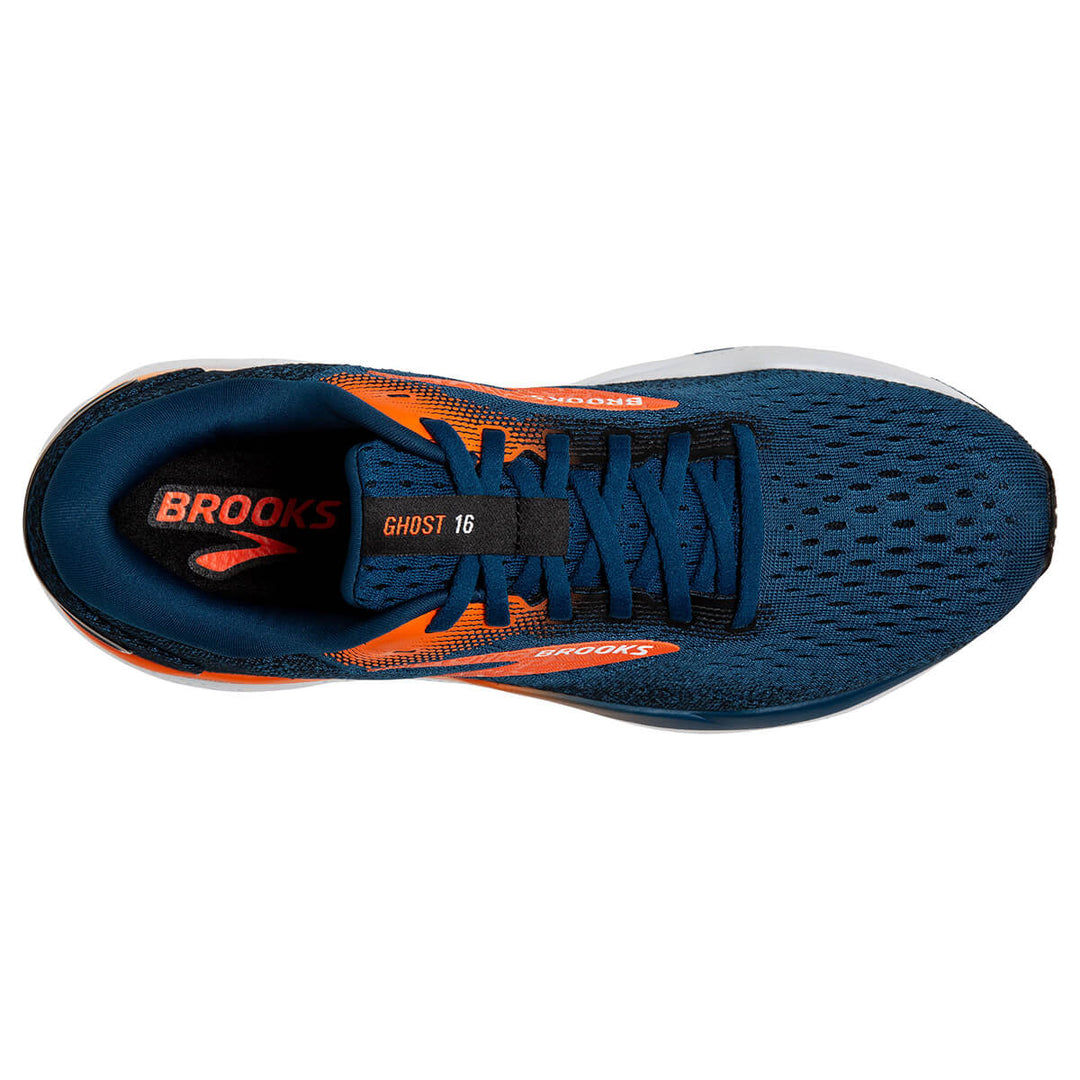 Brooks Ghost 16 Mens Running Shoes | Blue Opal/black/nasturtium top