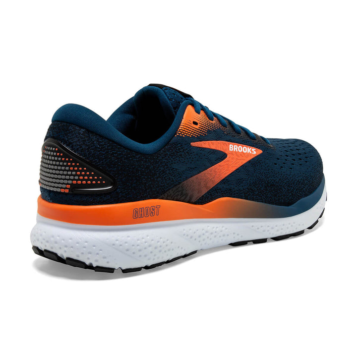 Brooks Ghost 16 Mens Running Shoes | Blue Opal/black/nasturtium back angle