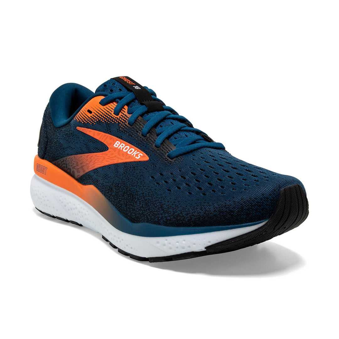 Brooks Ghost 16 Mens Running Shoes | Blue Opal/black/nasturtium front side