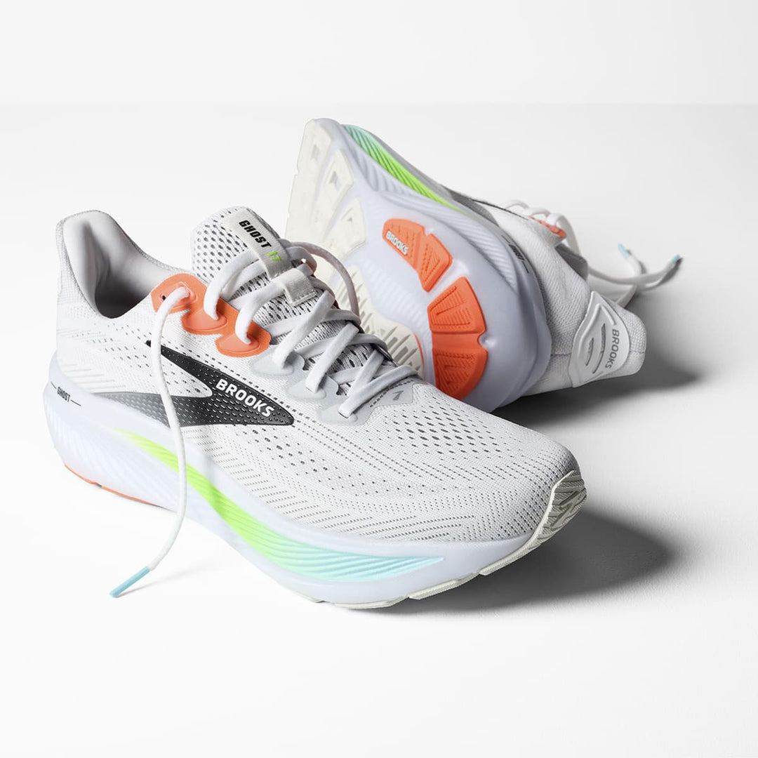 Brooks Ghost 17 Mens Running Shoes White Pink Clay studio