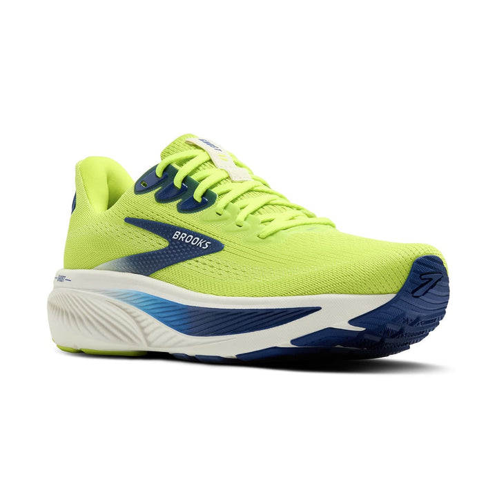Brooks Ghost 17 Mens Running Shoes Acid Lime Navy front angle