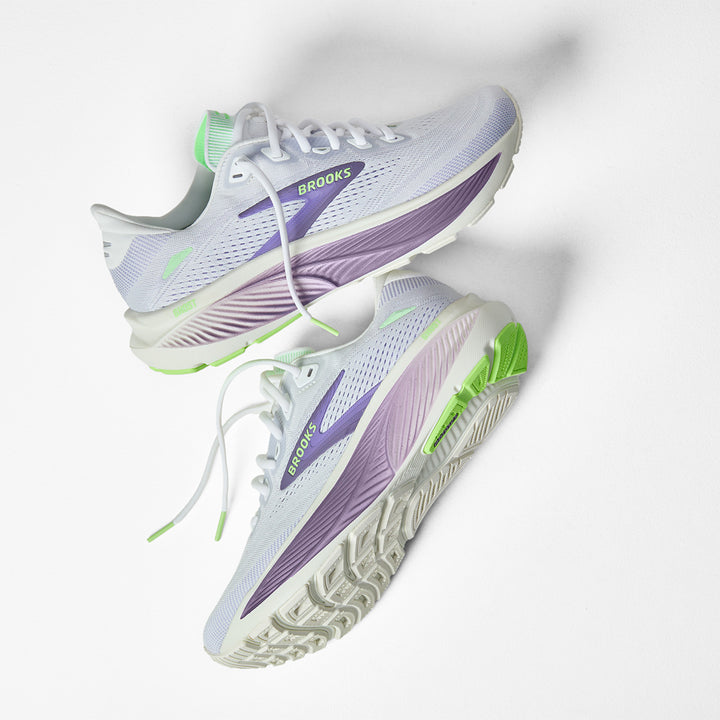 Brooks Ghost 18 Womens | White/purple Hebe/green