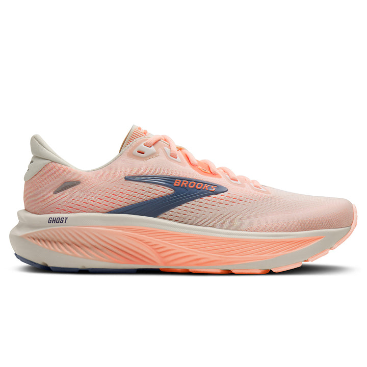 Brooks Ghost 18 Womens | Star White/cyber Peach/grey