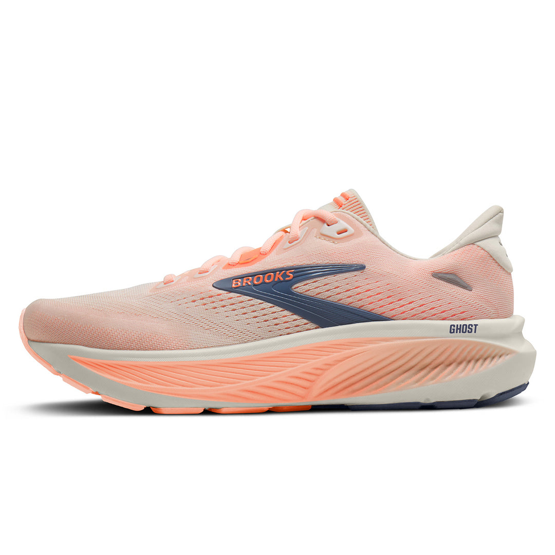 Brooks Ghost 18 Womens | Star White/cyber Peach/grey