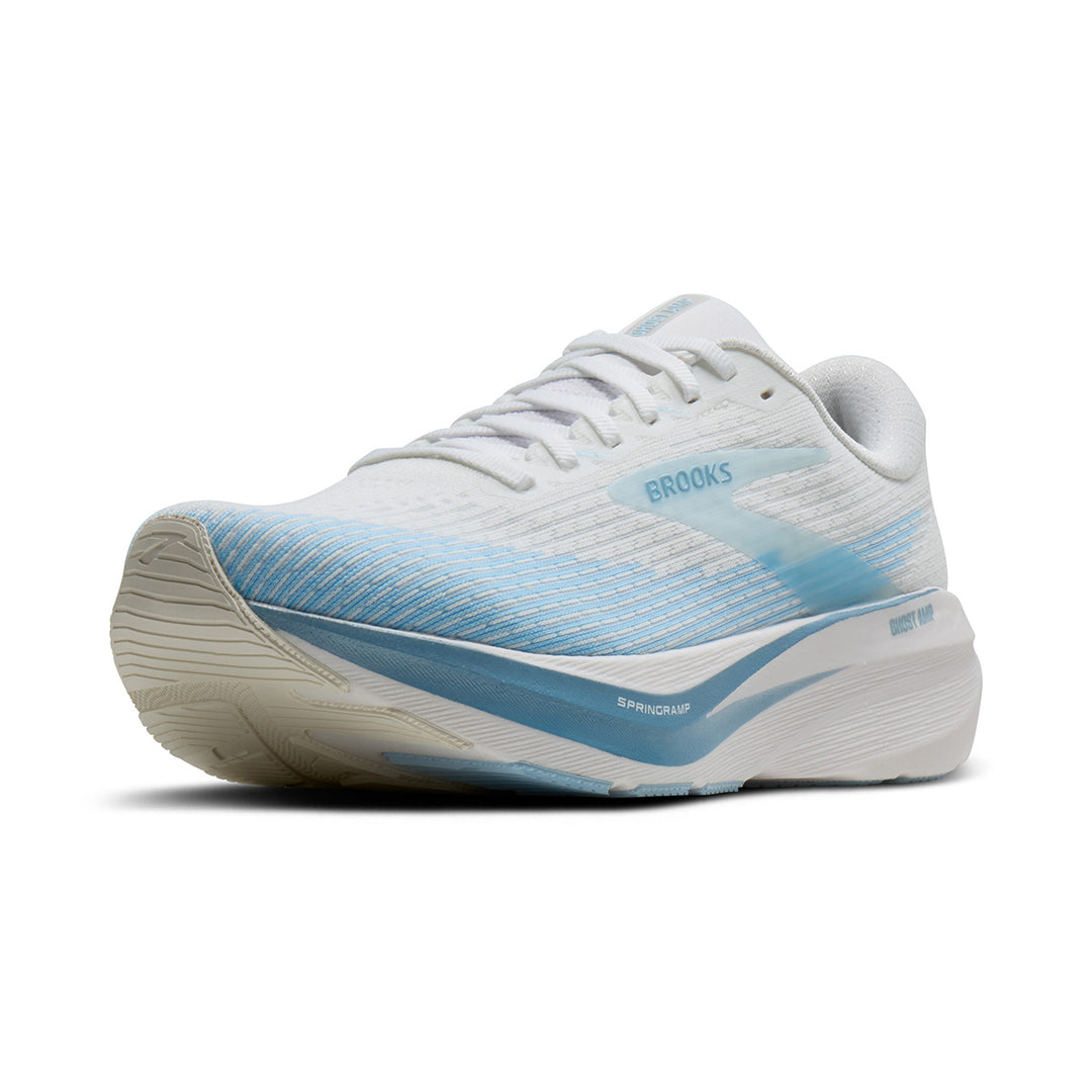 Brooks Ghost Amp Womens | White/blue/metallic