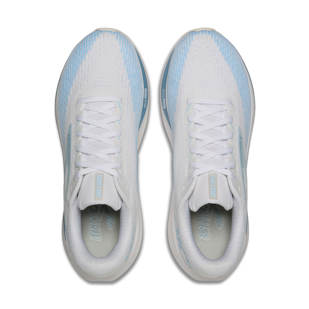 Brooks Ghost Amp Womens | White/blue/metallic
