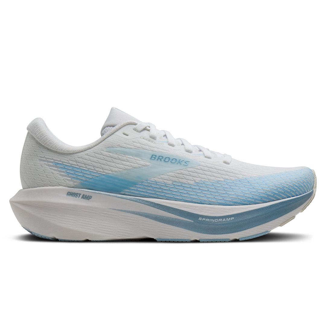 Brooks Ghost Amp Womens | White/blue/metallic