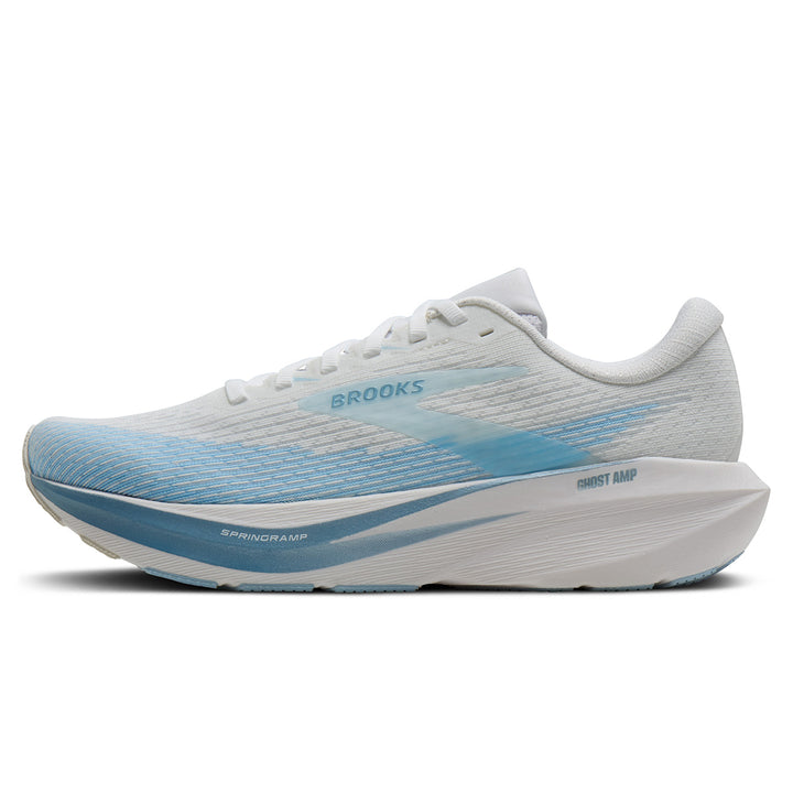Brooks Ghost Amp Womens | White/blue/metallic