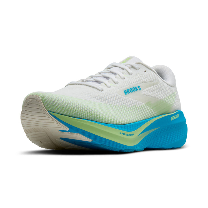 Brooks Ghost Amp Mens | White/blue/paradise Green