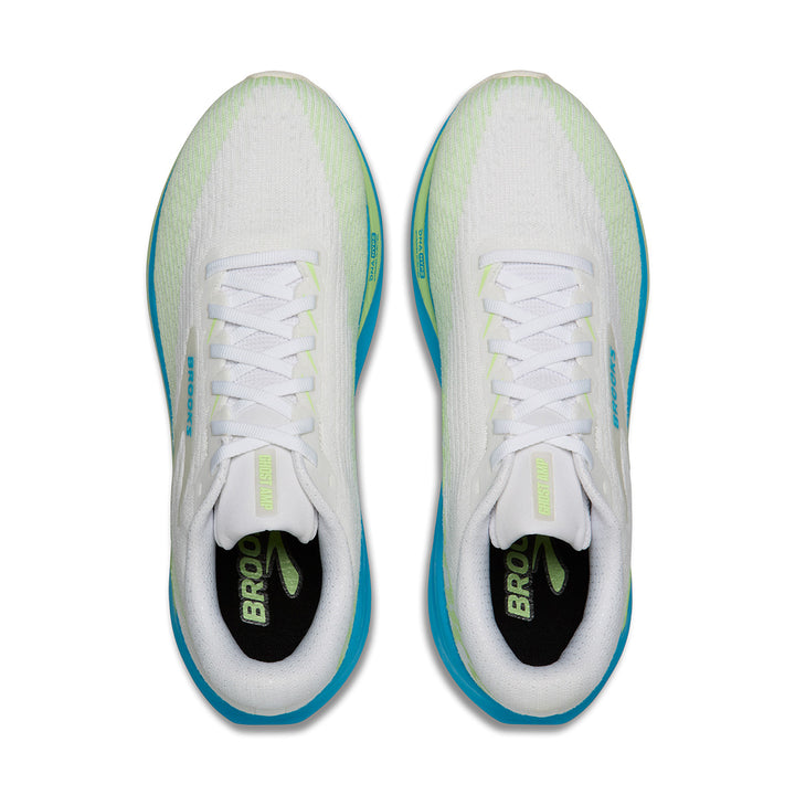 Brooks Ghost Amp Mens | White/blue/paradise Green