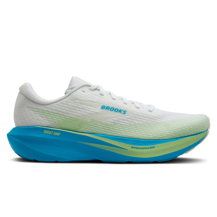 Brooks Ghost Amp Mens | White/blue/paradise Green