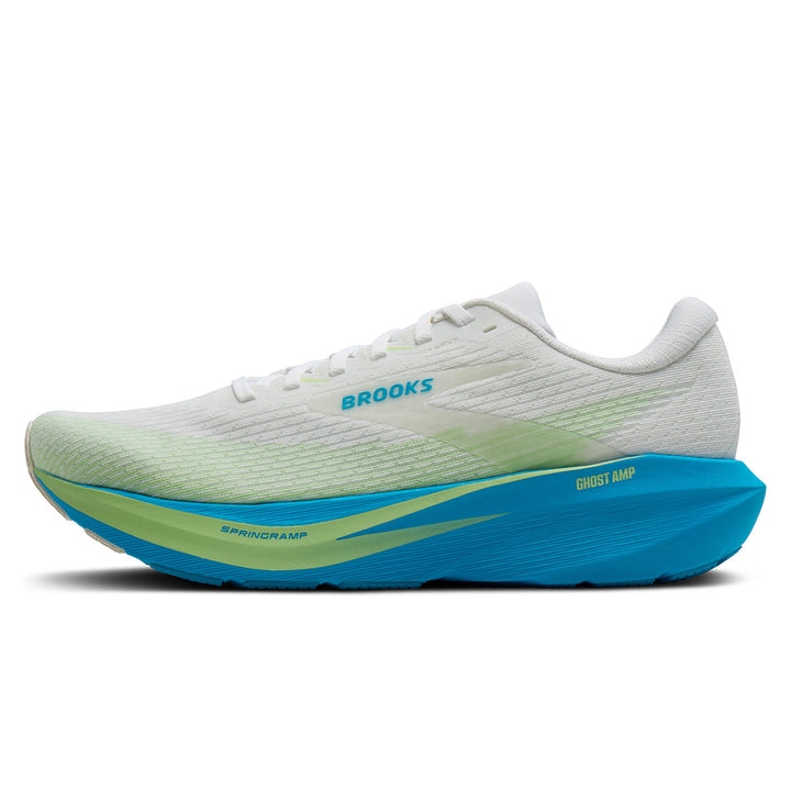 Brooks Ghost Amp Mens | White/blue/paradise Green