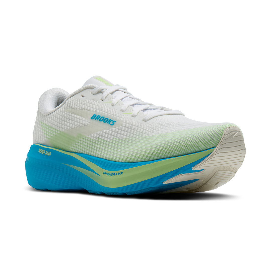Brooks Ghost Amp Mens | White/blue/paradise Green