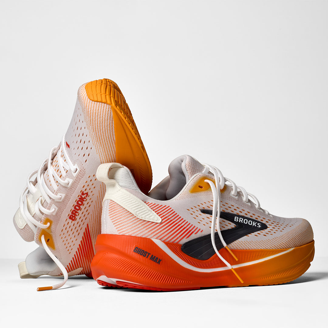 Brooks Ghost Max 4 Mens | White/orange/red