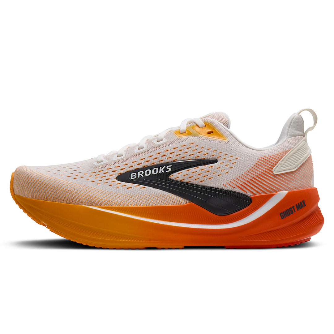 Brooks Ghost Max 4 Mens | White/orange/red