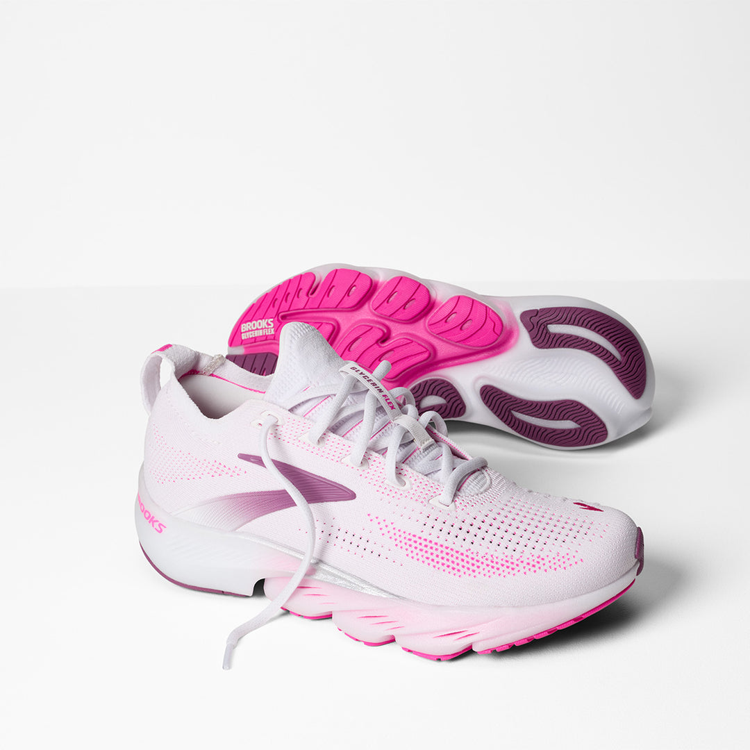 Brooks Glycerin Flex Womens | White/cyber Pink/argyle