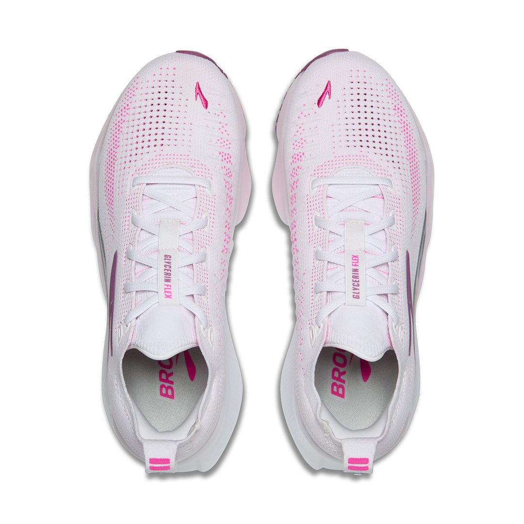 Brooks Glycerin Flex Womens | White/cyber Pink/argyle