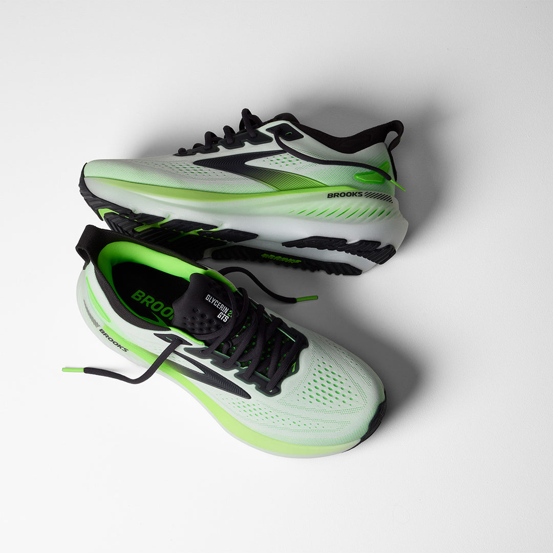Brooks Glycerin GTS 23 Mens | White/phantom/green Gecko
