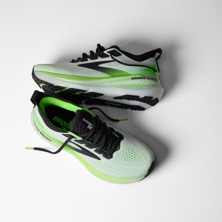 Brooks Glycerin GTS 23 Mens | White/phantom/green Gecko