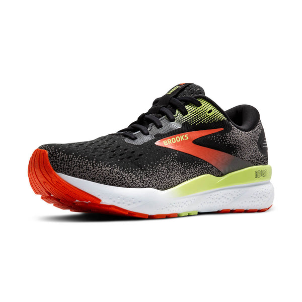 Brooks Ghost 16 GTX Mens Running Shoes Black/mandarin Red/green
