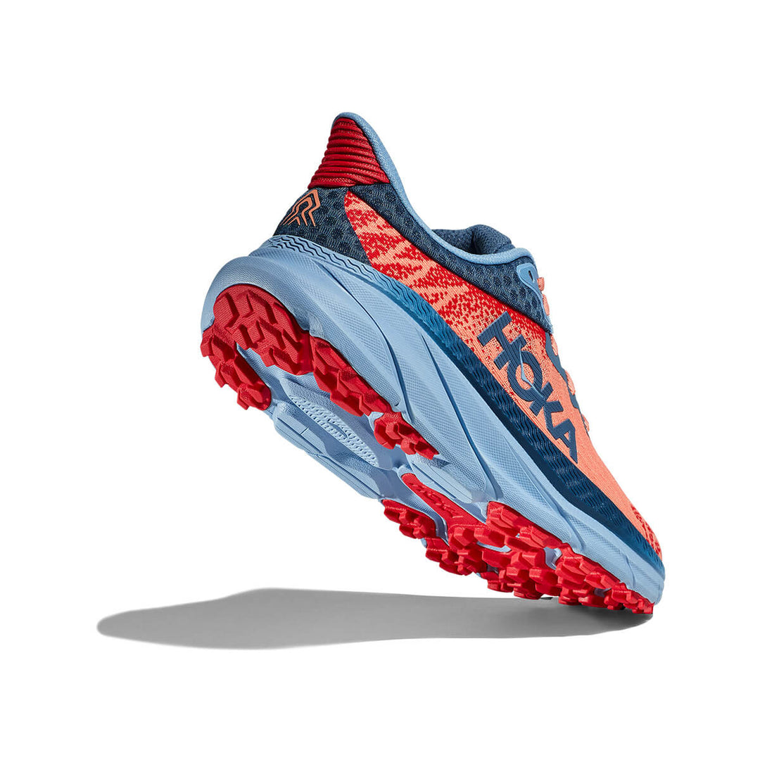 Hoka Challenger 7 Womens Trail Running Shoes | Papaya / Real Teal underside cushion