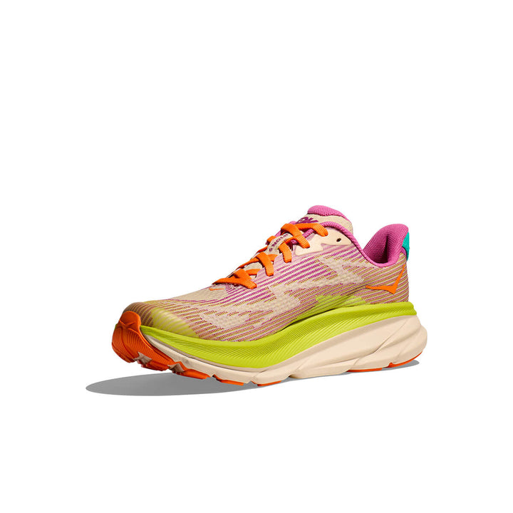 Hoka Clifton 9 Junior | Fuchsia / Vanilla cushioning