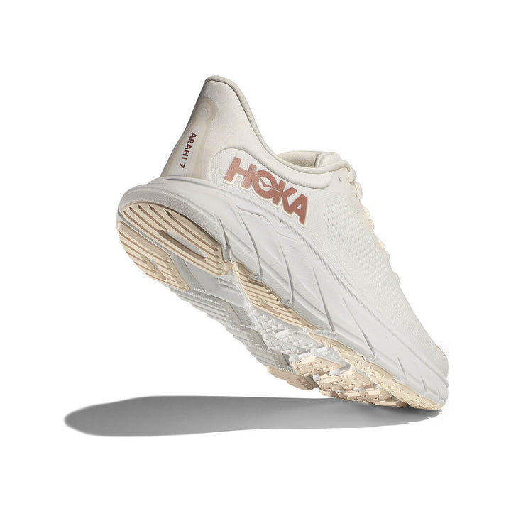 Hoka Arahi 7 Womens Running Shoes | Blanc De Blanc/Rose Gold underside