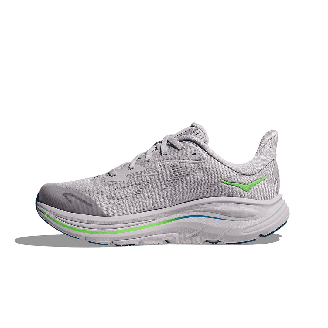 Hoka Clifton 10 Big Kids Junior | Ash Grey / Neon Green